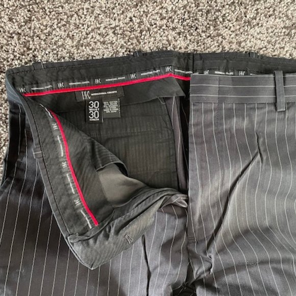 Men's INC Black Dress Pants Size 30x30 with white pinstripe - Picture 2 of 3